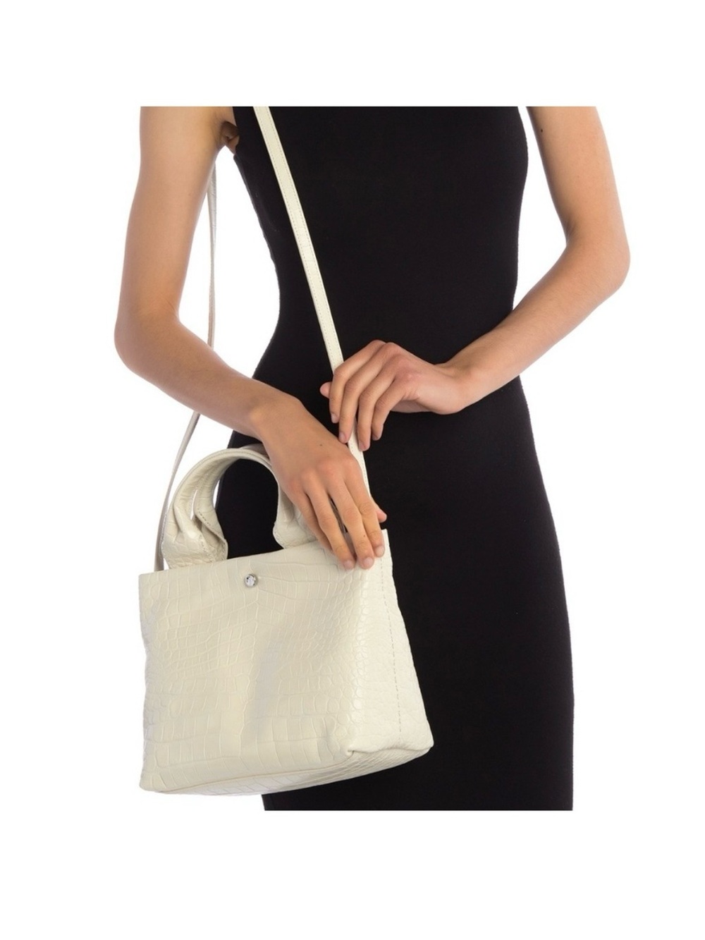 Elizabeth and James Cream Croc-Embossed Shoulder Tote - Picture 4 of 8